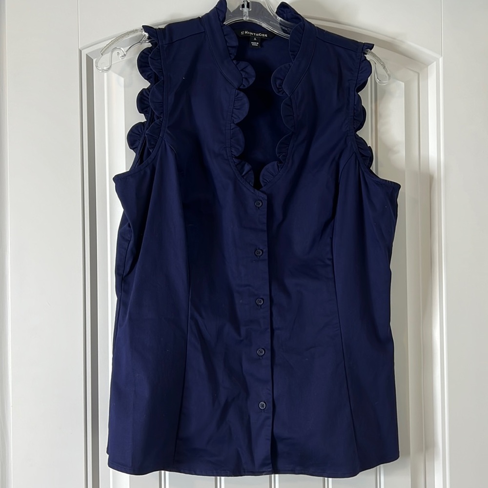 Navy Blue sleeveless blouse